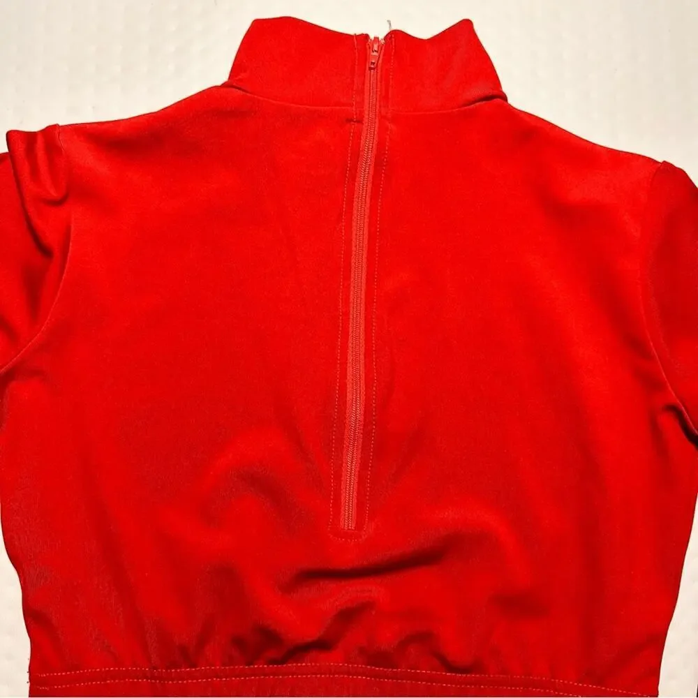 Chasse Cheer Adult Medium all red long sleeve crop top dance zipper back